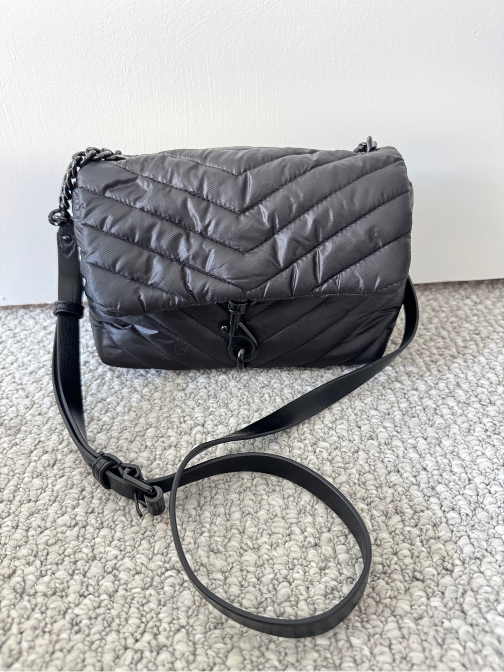 Rebecca Minkoff Mini Edie Nylon Black Shoulder Bag